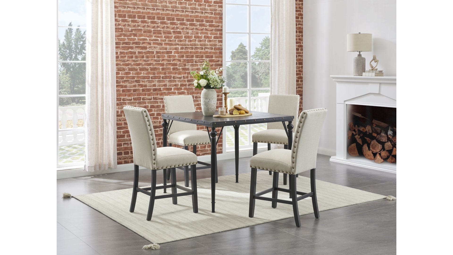 Kreabindale Counter Height Dining Table and 4 Barstools