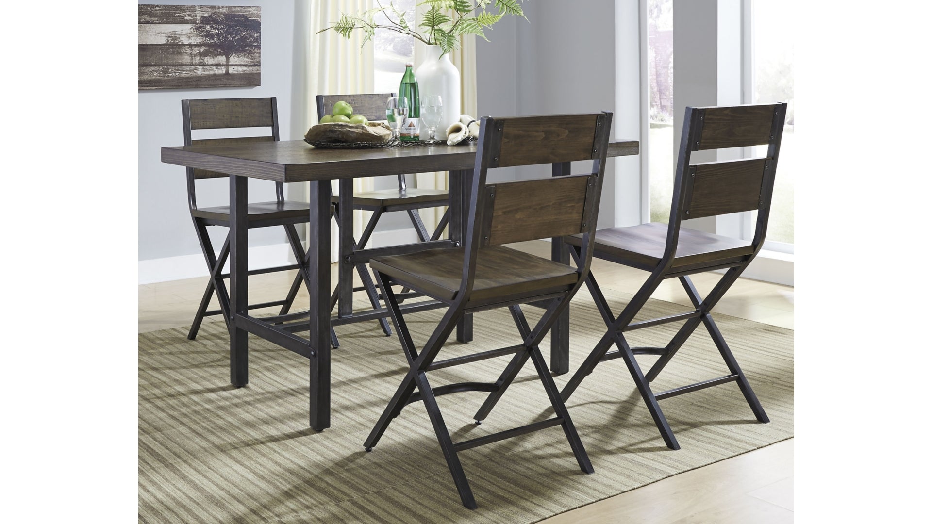 Kavara Counter Height Dining Table and 4 Barstools