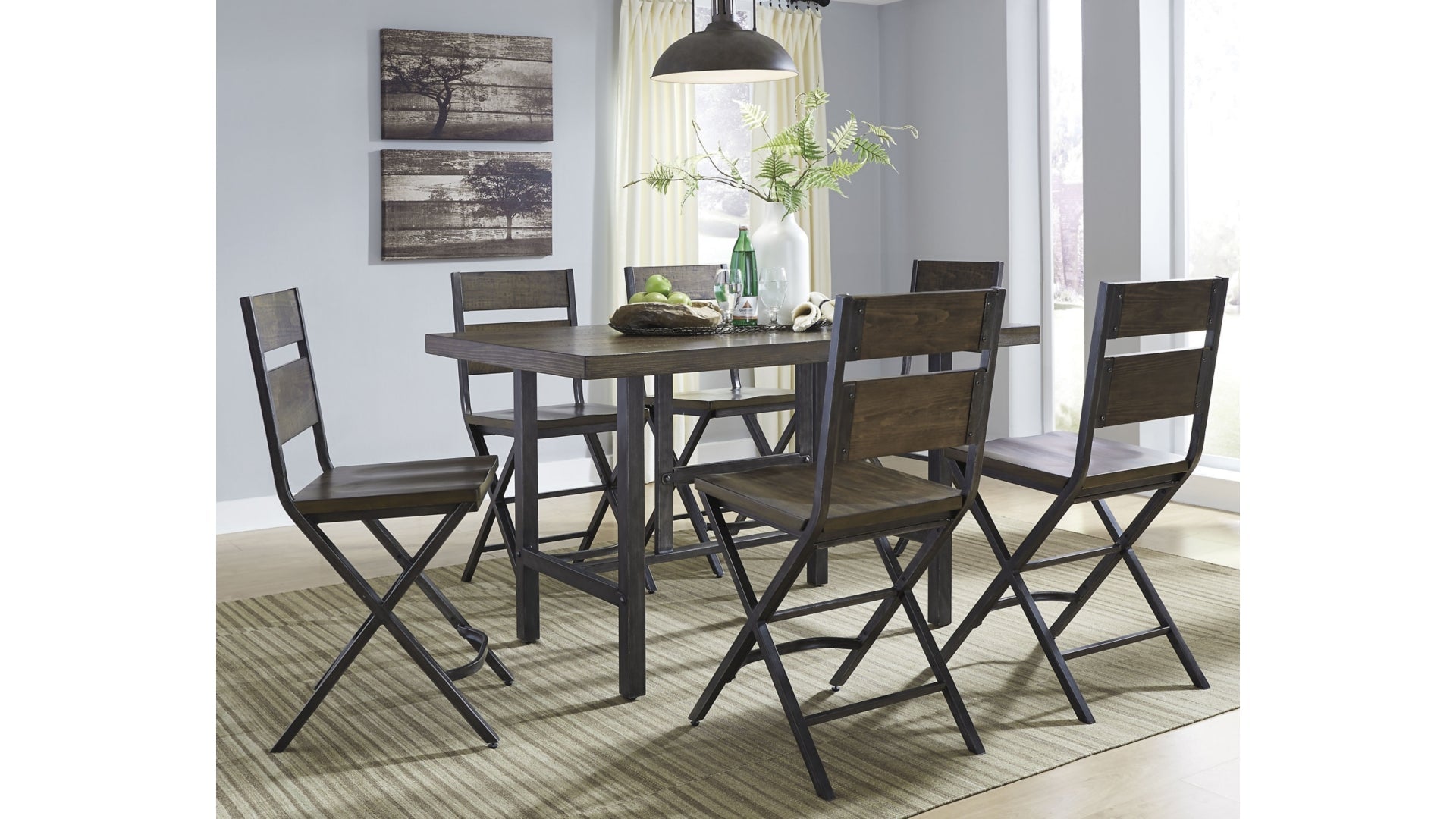 Kavara Counter Height Dining Table and 6 Barstools