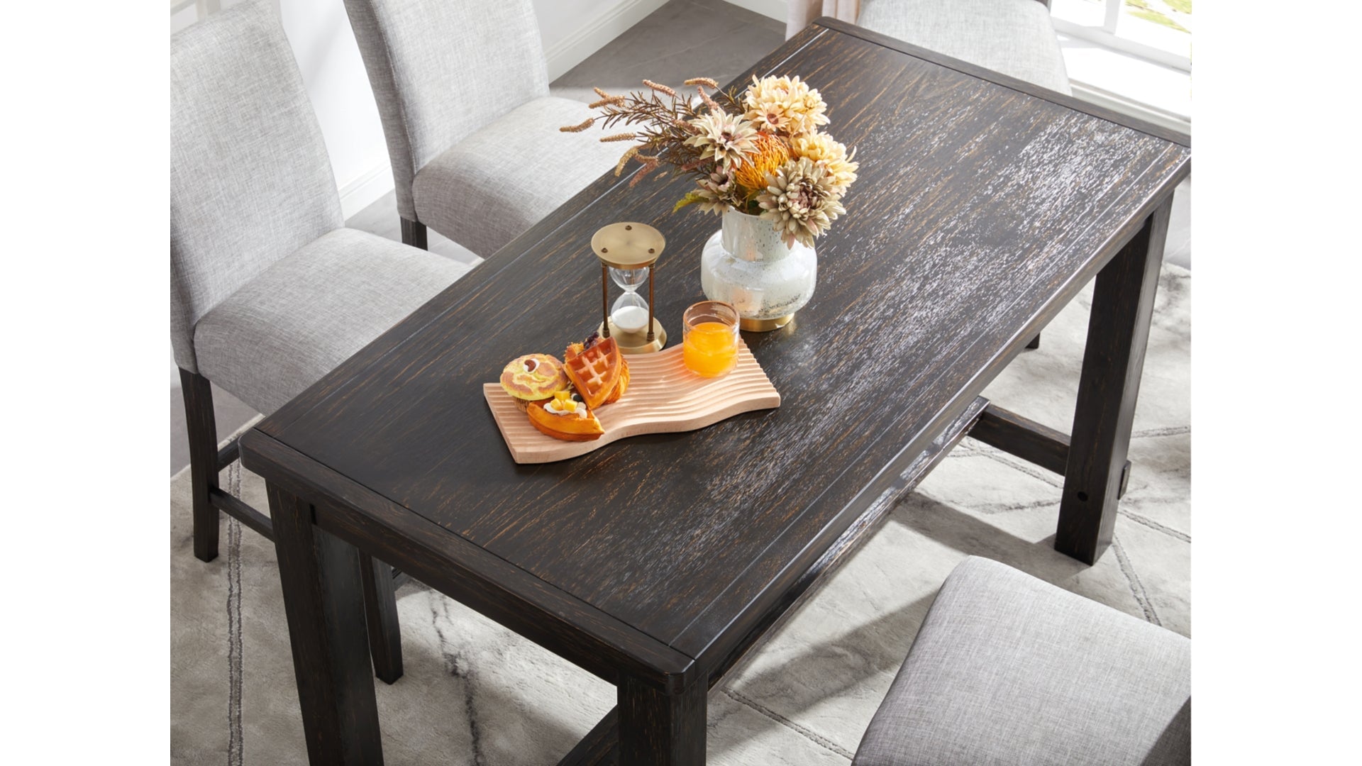 Jeanette Counter Height Dining Table and 4 Barstools