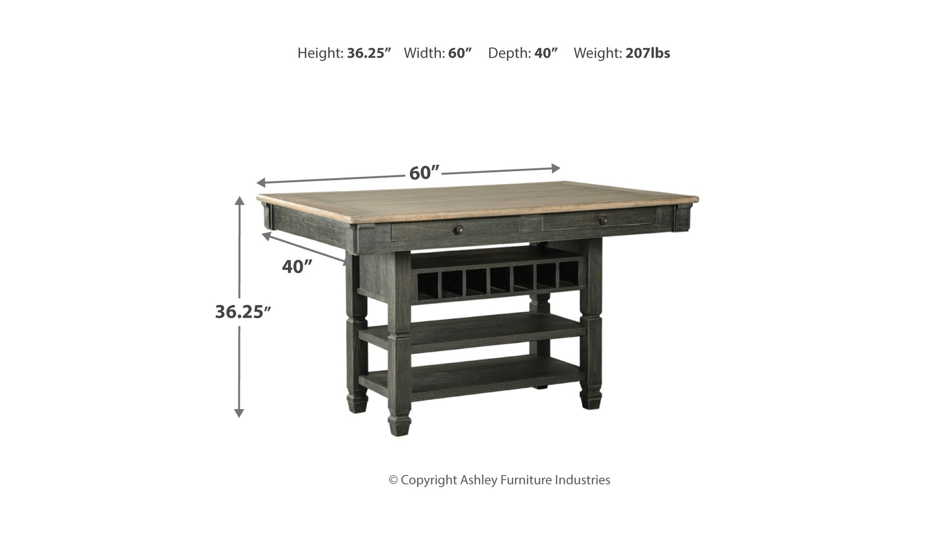 Tyler Creek Counter Height Dining Table and 4 Barstools