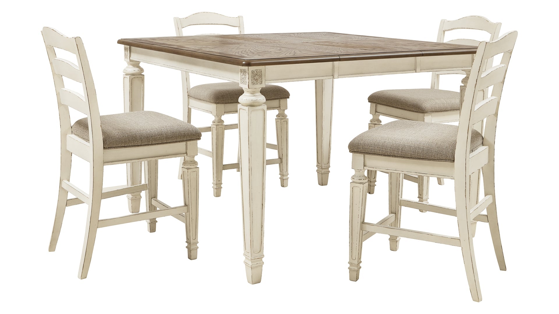 Realyn Counter Height Dining Table and 4 Barstools