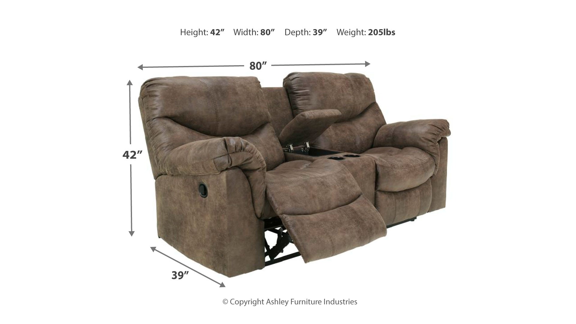 Alzena Reclining Loveseat with Console