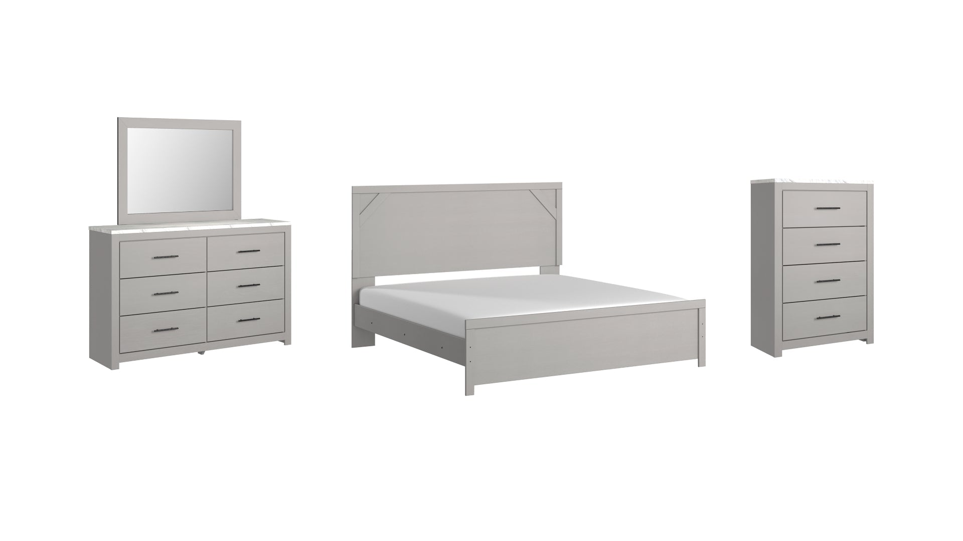 Cottenburg King Panel Bed with Mirrored Dresser and Chest
