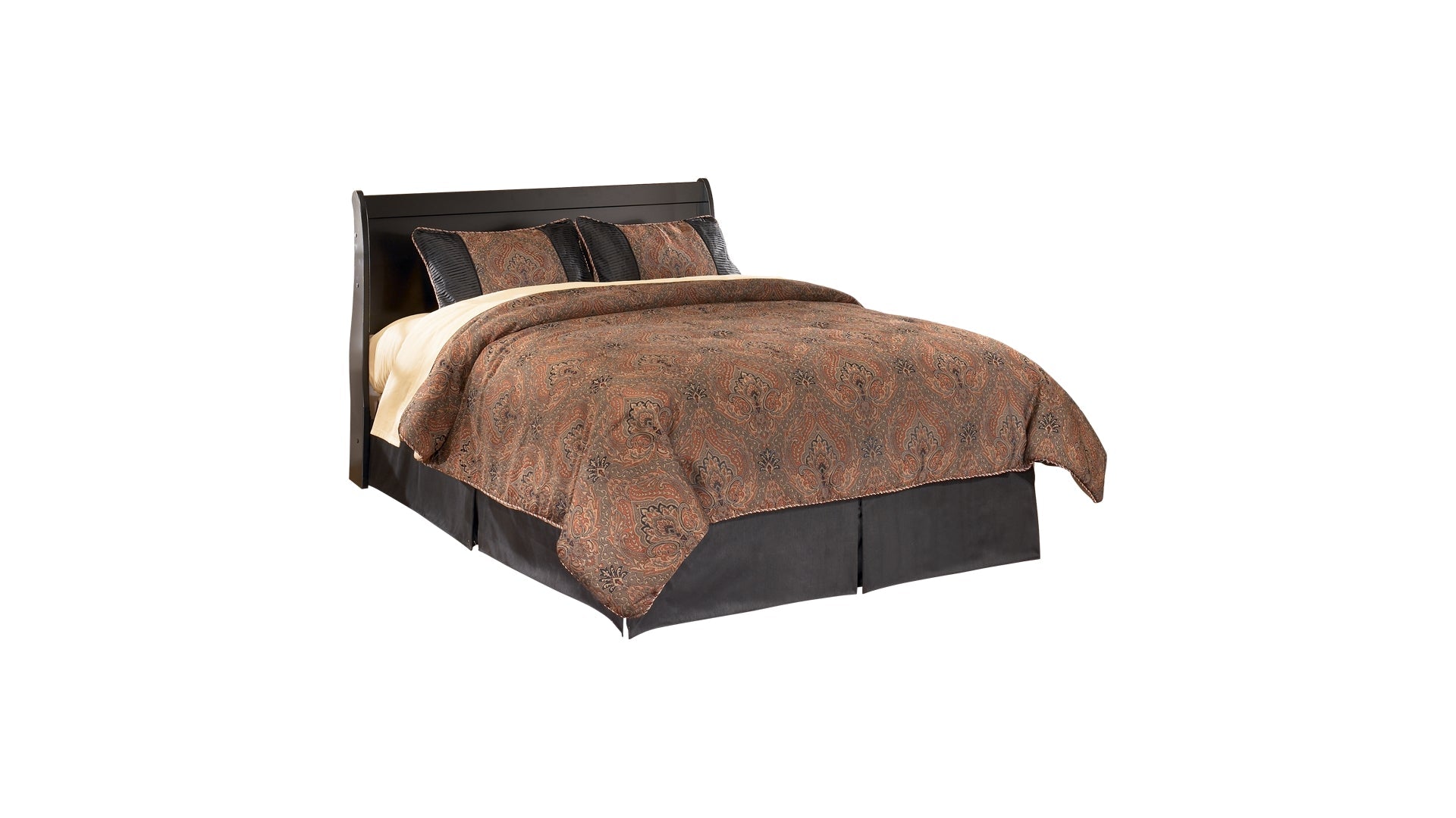 Huey Vineyard Queen Sleigh Headboard Bed with Mirrored Dresser and Chest