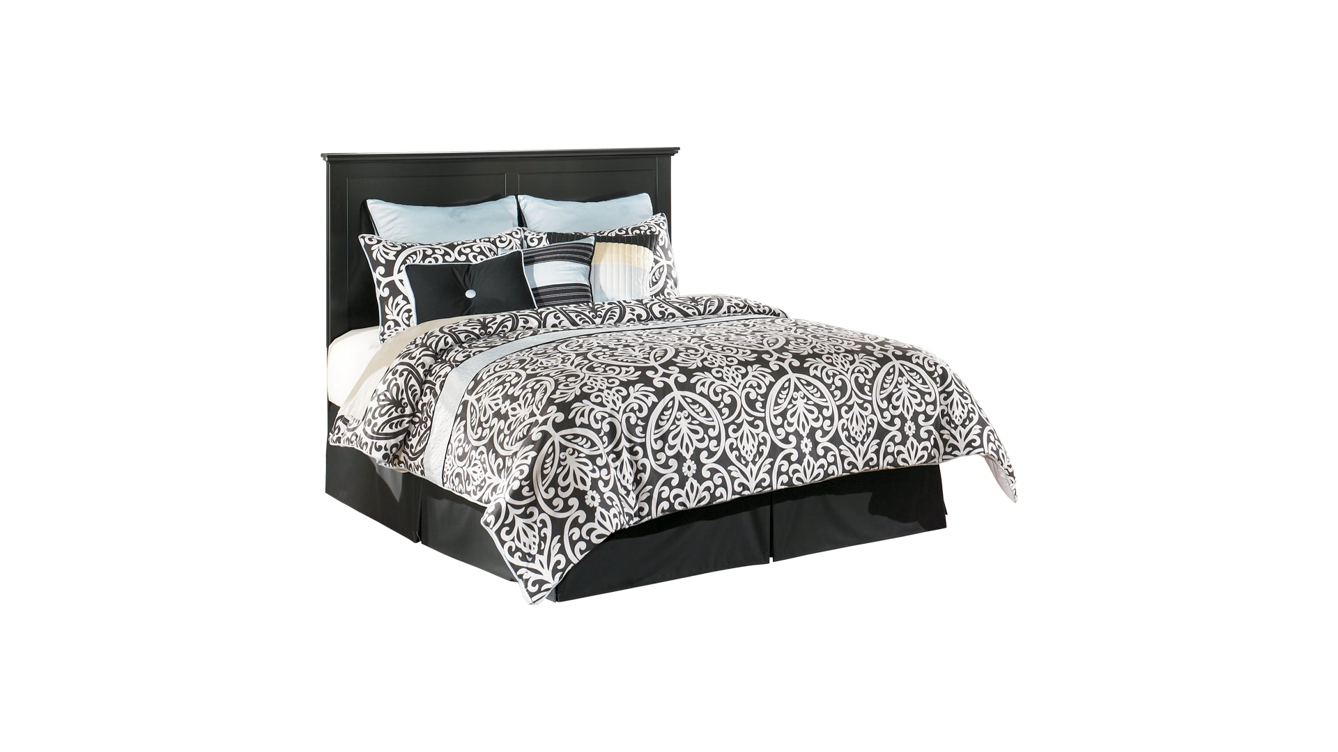 Maribel King/California King Panel Headboard Bed with Mirrored Dresser, Chest and Nightstand