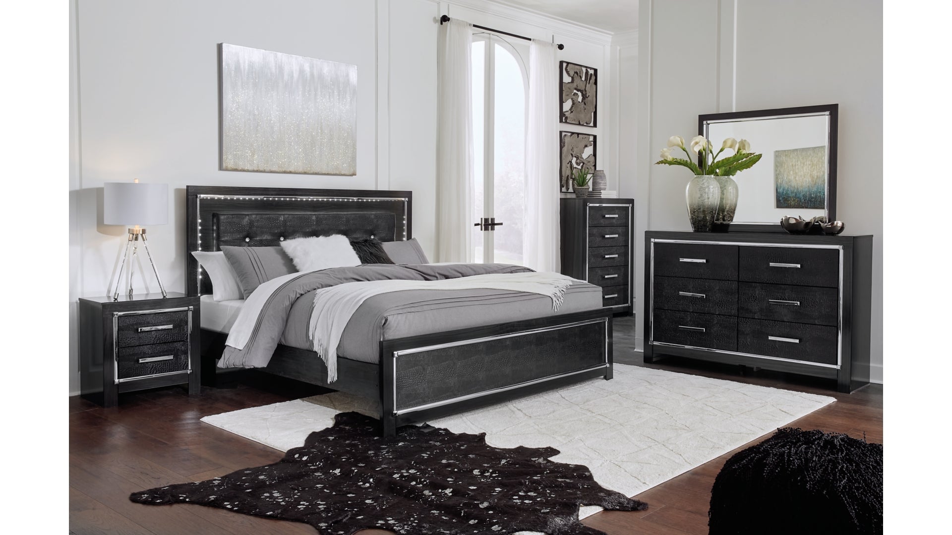 Kaydell King Upholstered Panel Bed with Dresser