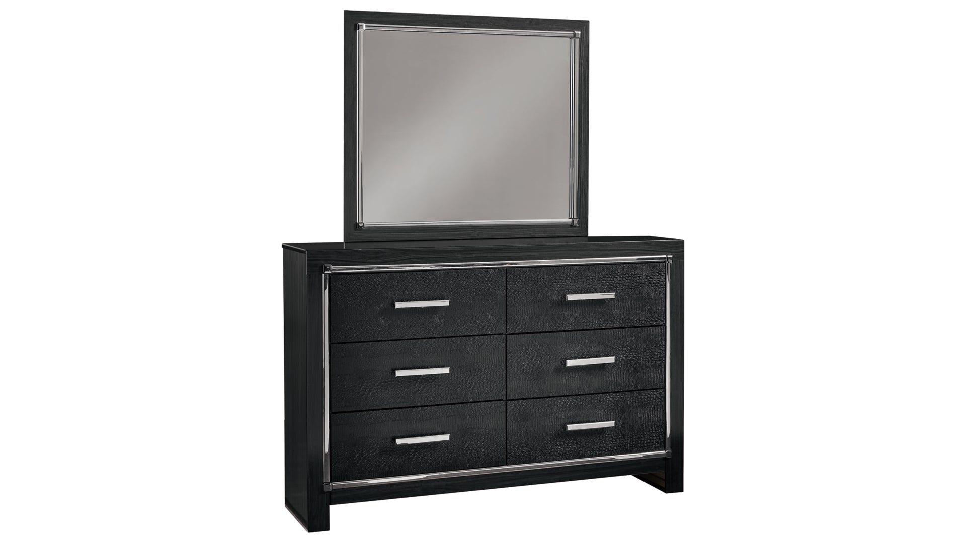 Kaydell Queen Panel Bed with Storage with Mirrored Dresser, Chest and Nightstand