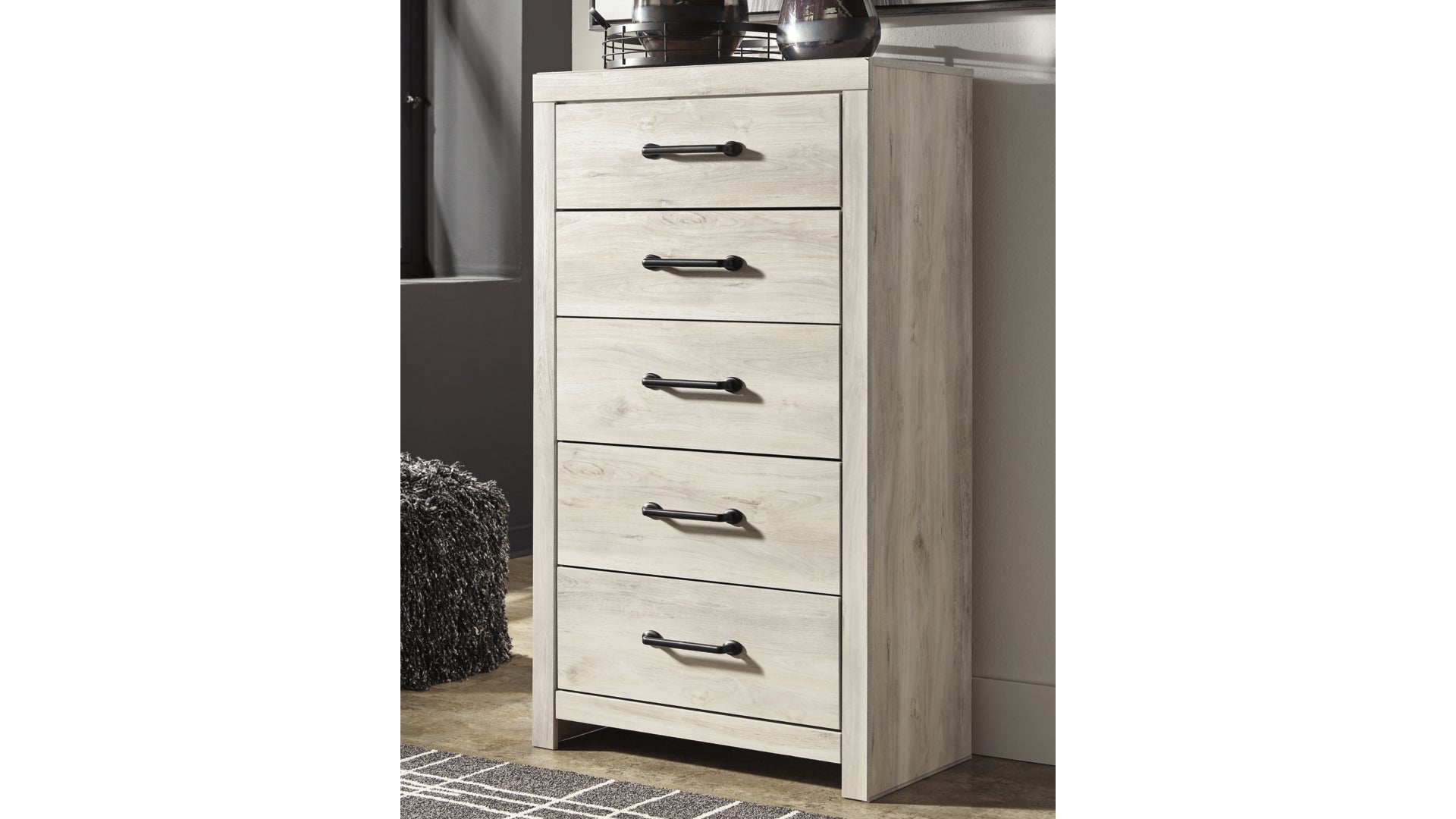 Cambeck Queen Panel Bed with 2 Storage Drawers with Mirrored Dresser and Chest