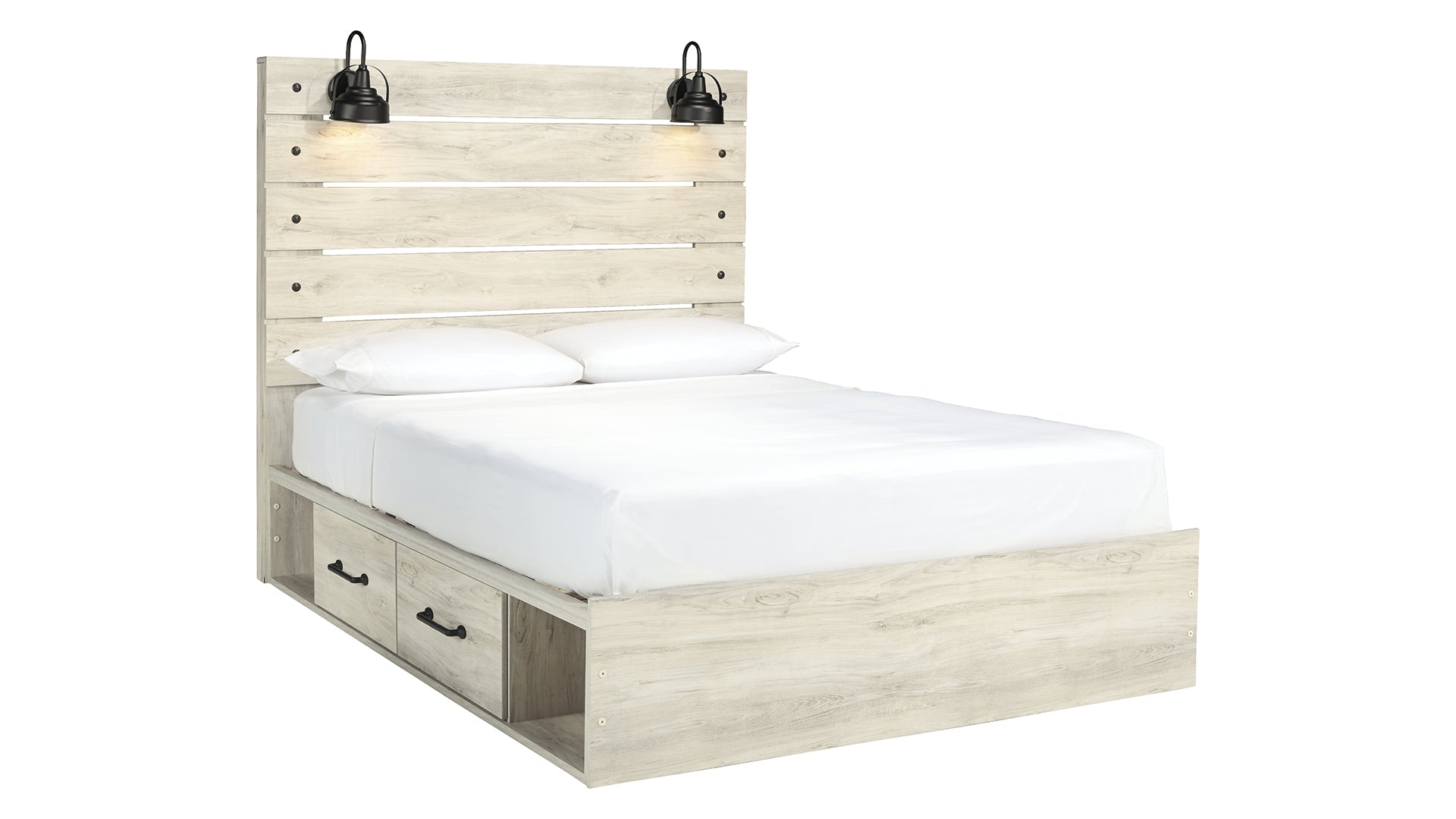 Cambeck Queen Panel Bed with 2 Storage Drawers with Mirrored Dresser, Chest and Nightstand