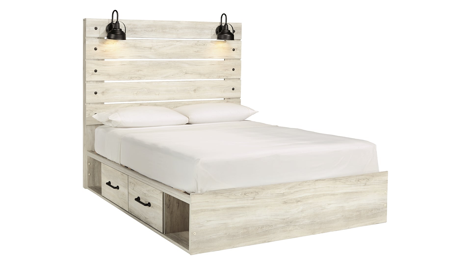 Cambeck Queen Panel Bed with 4 Storage Drawers with Mirrored Dresser, Chest and Nightstand