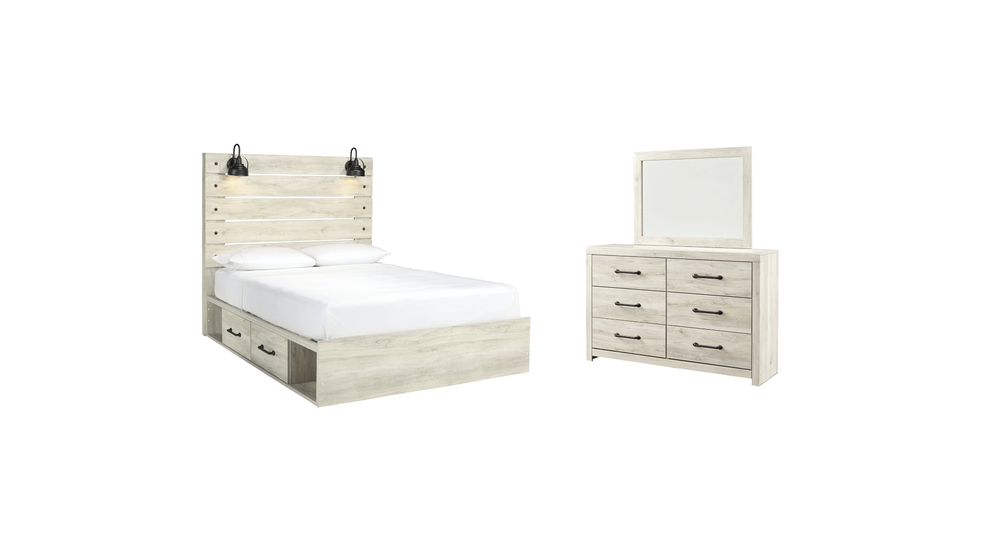 Cambeck Queen Panel Bed with 4 Storage Drawers with Dresser