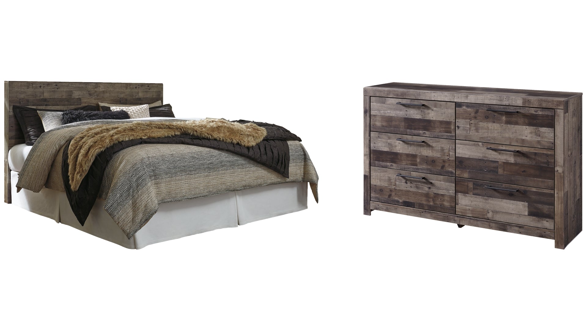 Derekson King Panel Headboard Bed with Dresser