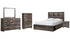 Drystan Queen Bookcase Bed with 2 Storage Drawers with Mirrored Dresser, Chest and Nightstand