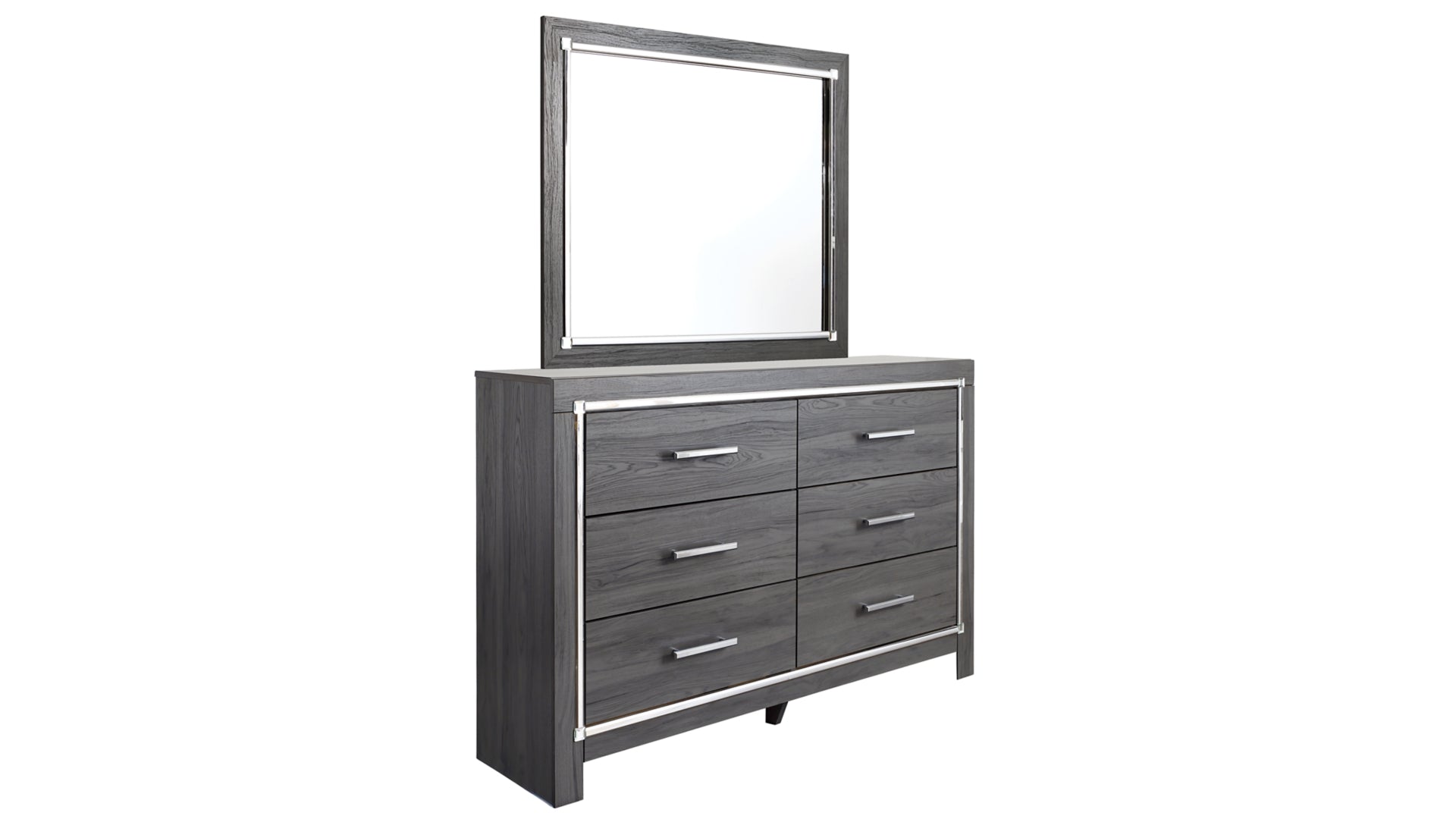 Lodanna Queen Panel Bed with 2 Storage Drawers with Mirrored Dresser and Chest