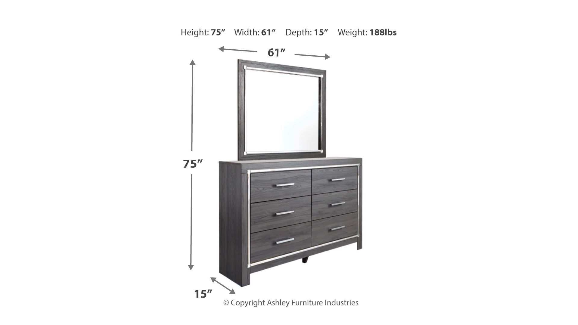 Lodanna Queen Panel Bed with 2 Storage Drawers with Mirrored Dresser and Chest