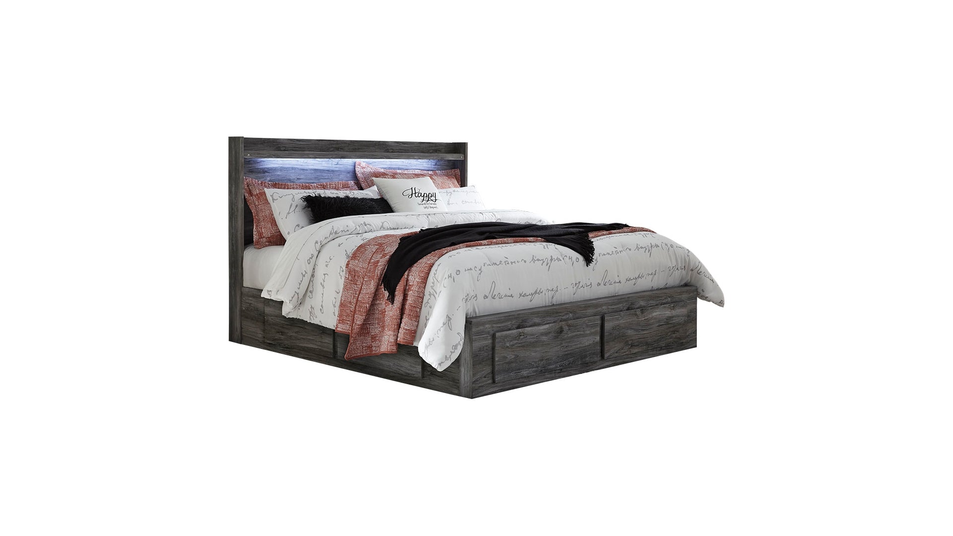 Baystorm King Panel Bed with 6 Storage Drawers with Dresser