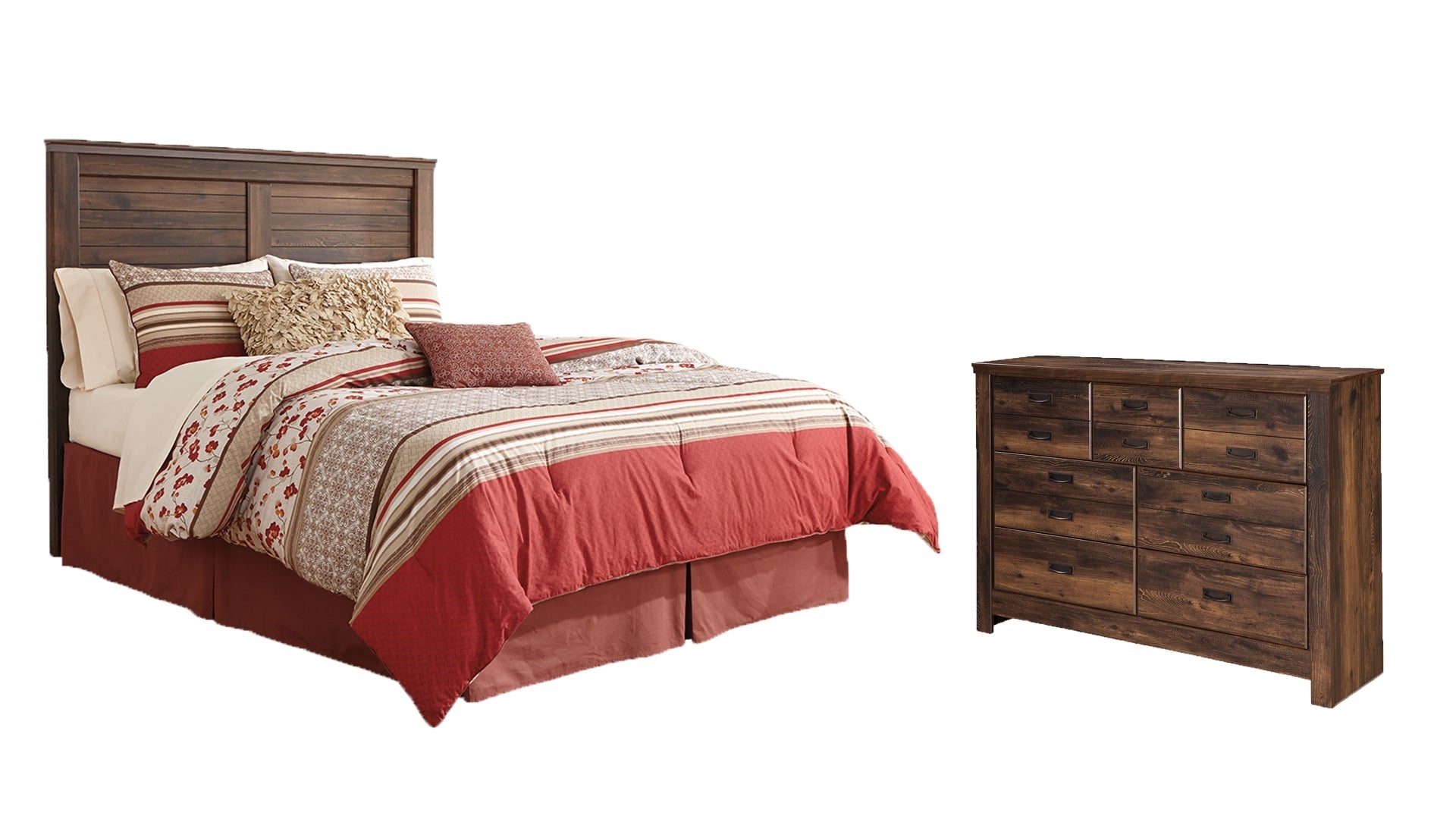 Quinden Queen Panel Headboard Bed with Dresser