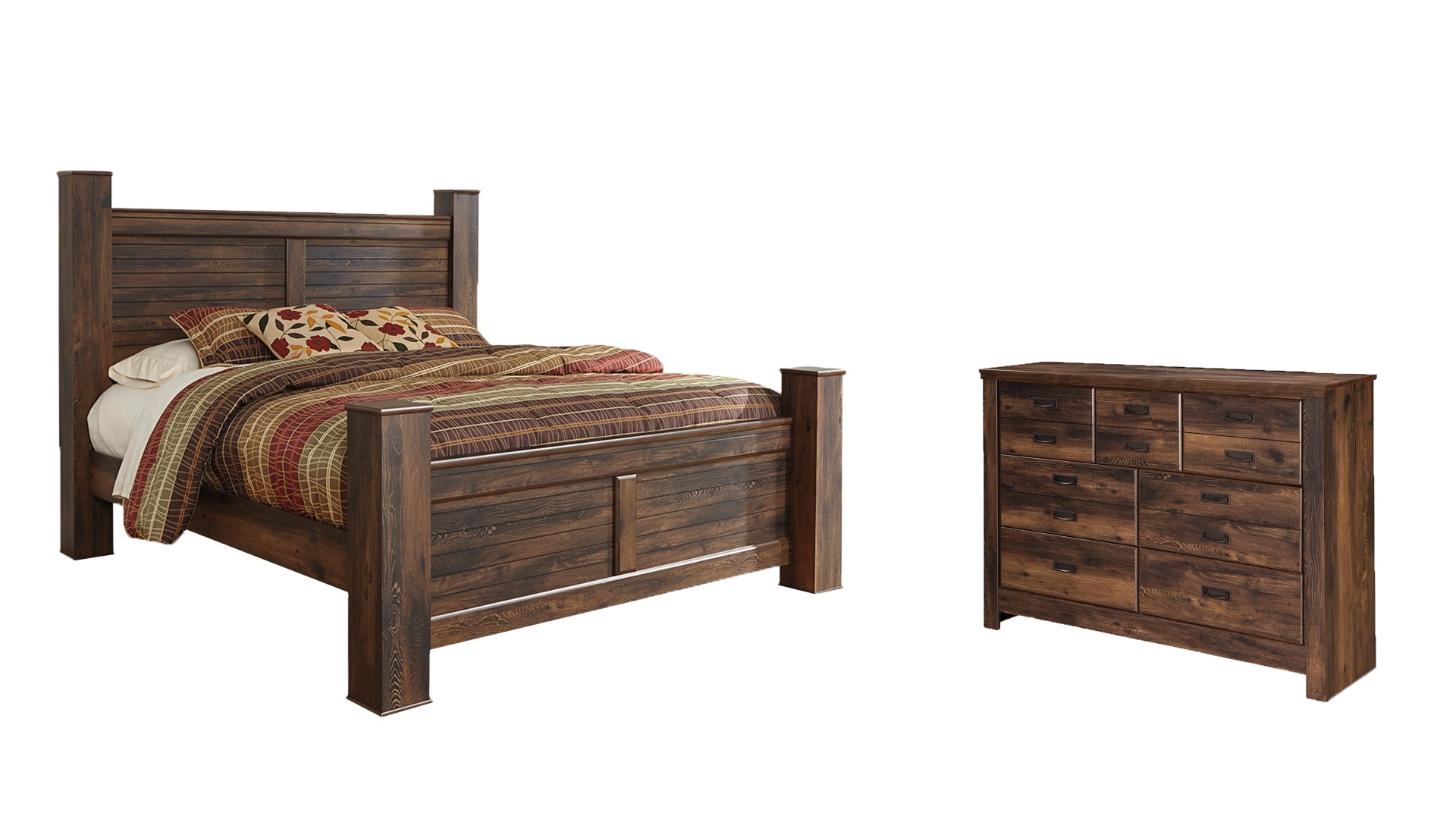 Quinden King Poster Bed with Dresser