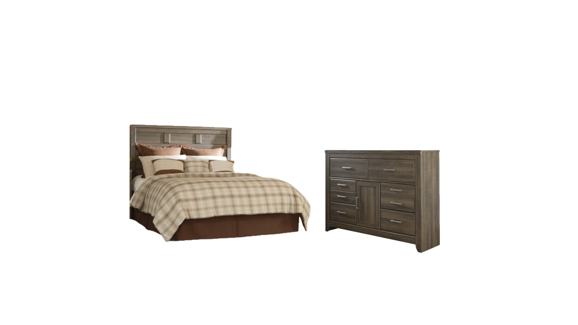 Juararo Queen Panel Headboard Bed with Dresser