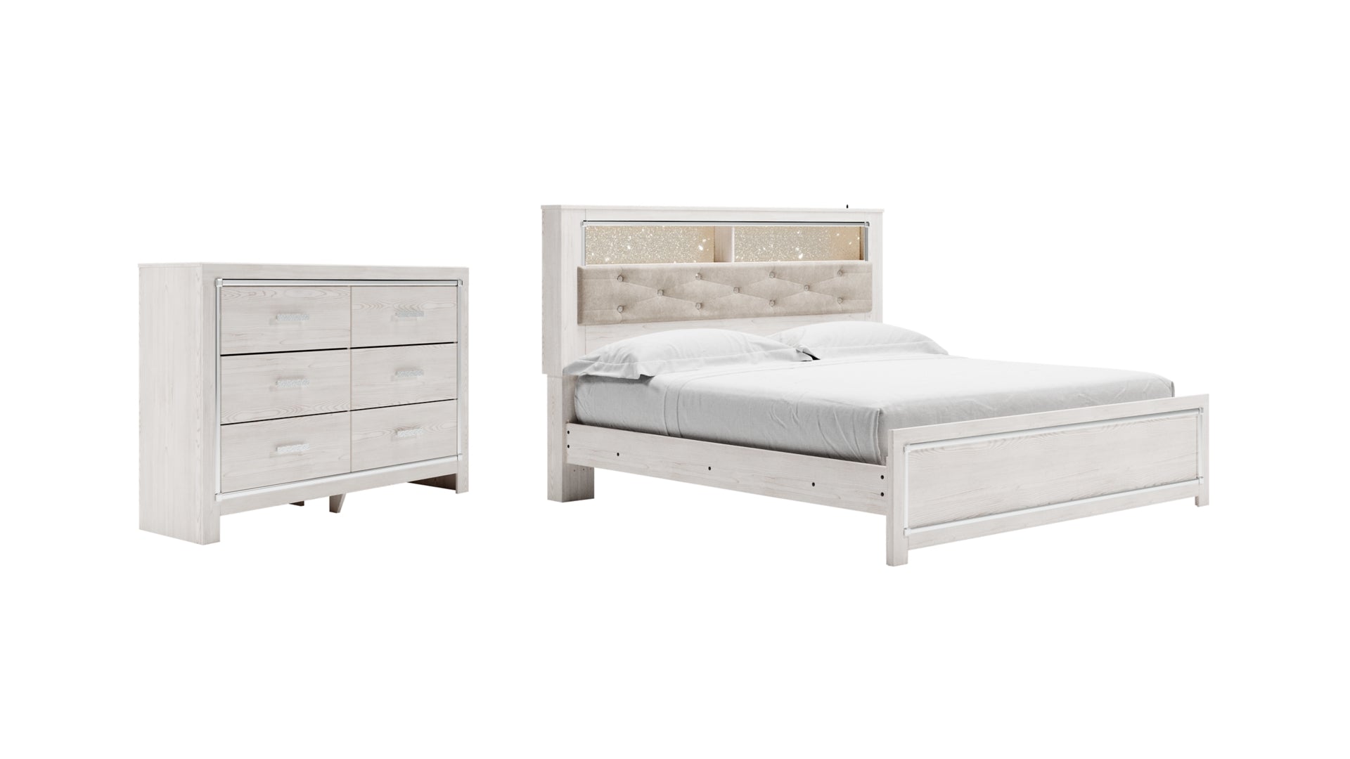 Altyra King Panel Bookcase Bed with Dresser