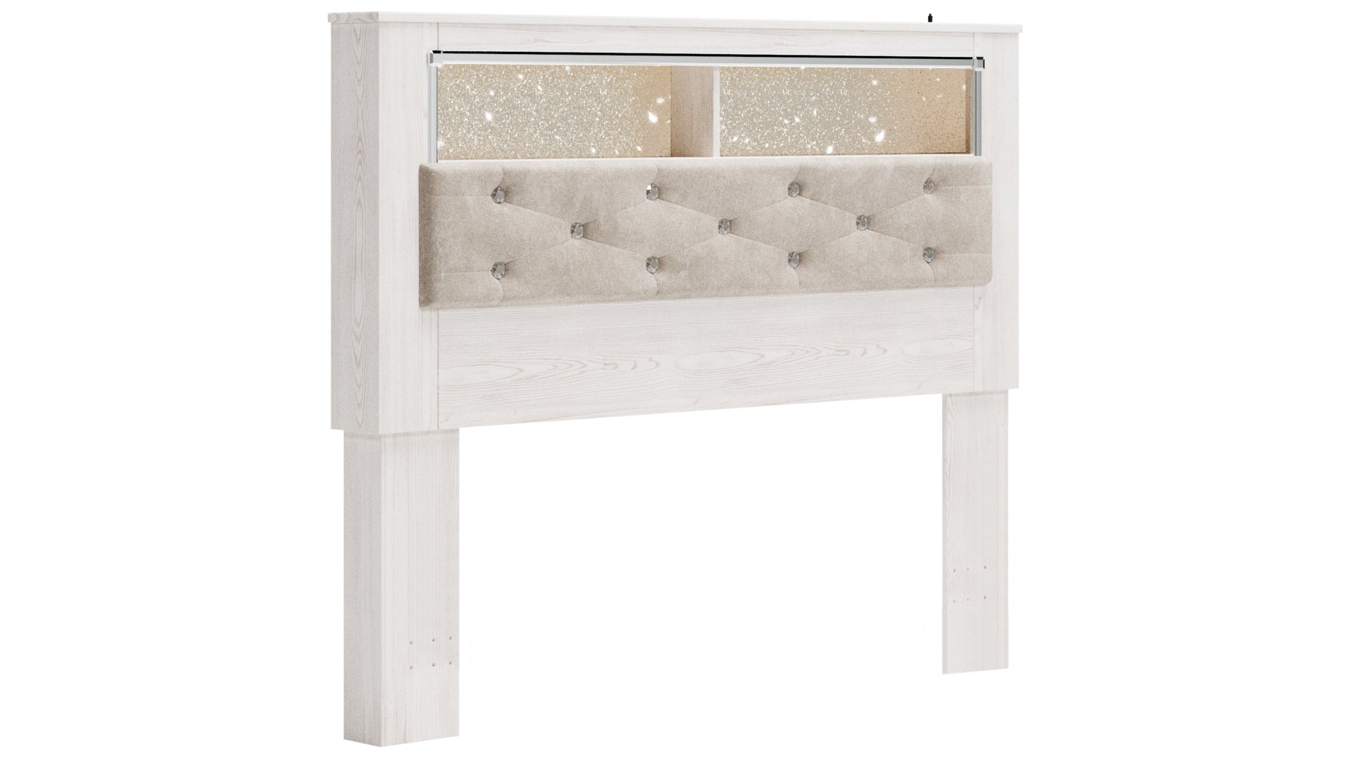 Altyra Queen Bookcase Headboard Bed with Mirrored Dresser, Chest and Nightstand