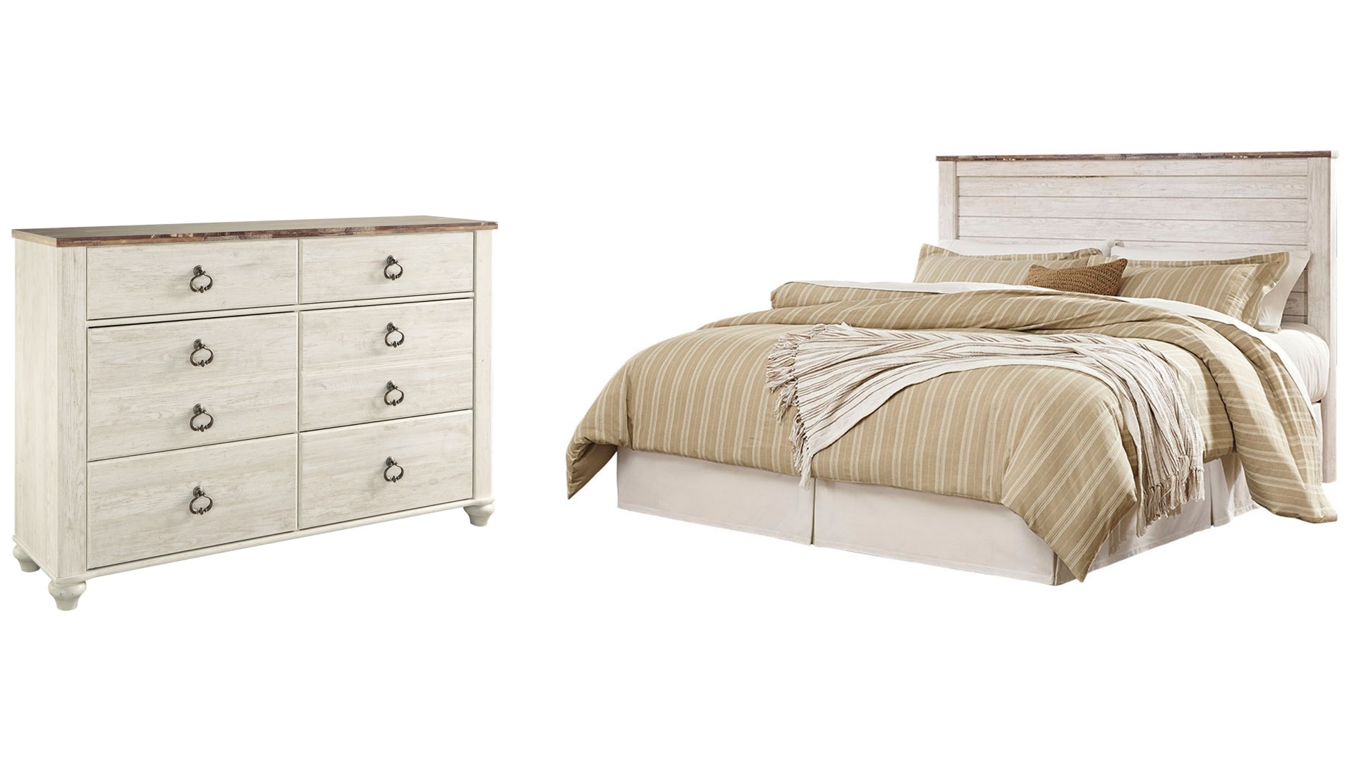 Willowton King/California King Panel Headboard Bed with Dresser