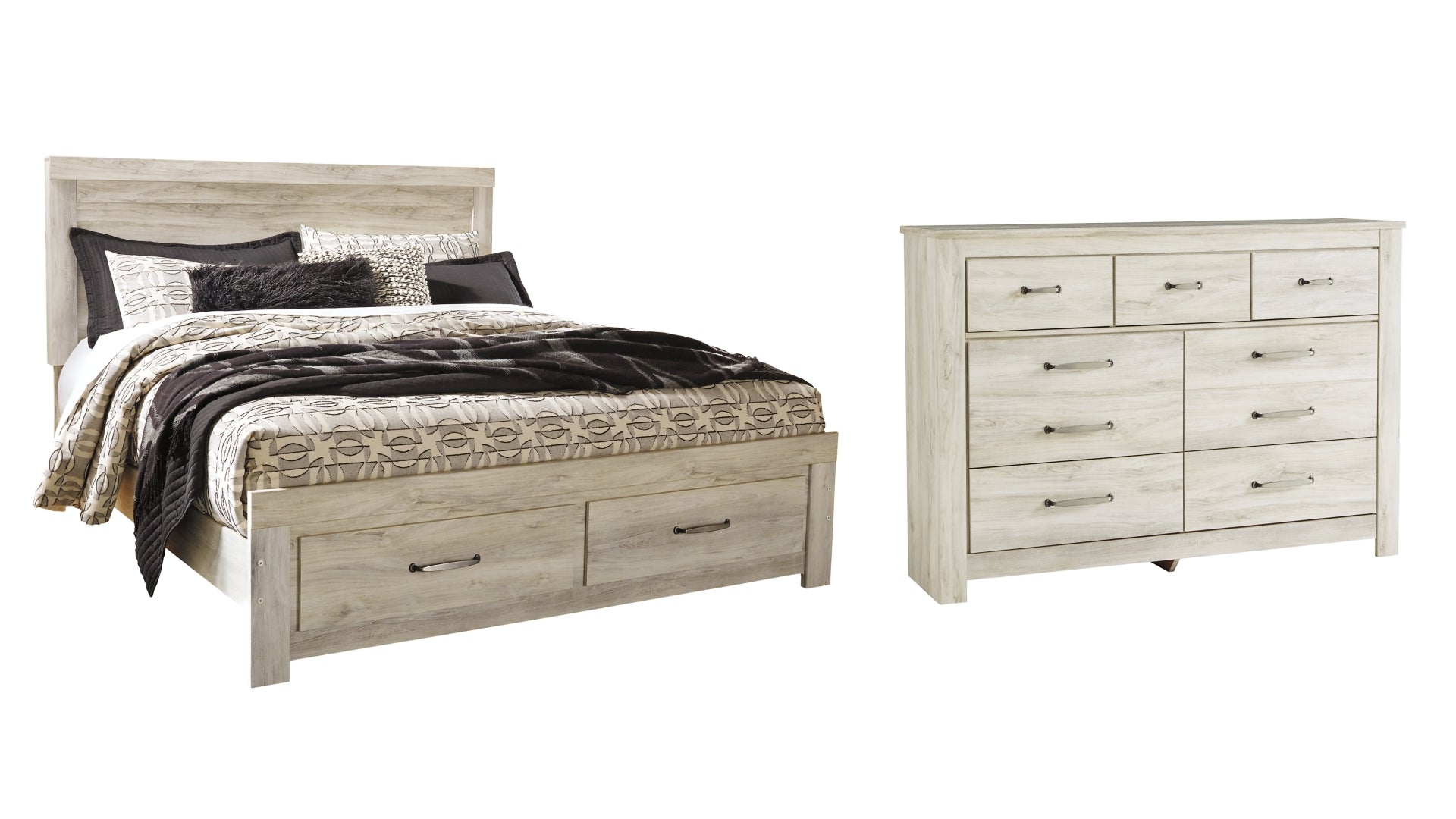 Bellaby King Platform Bed with 2 Storage Drawers with Dresser