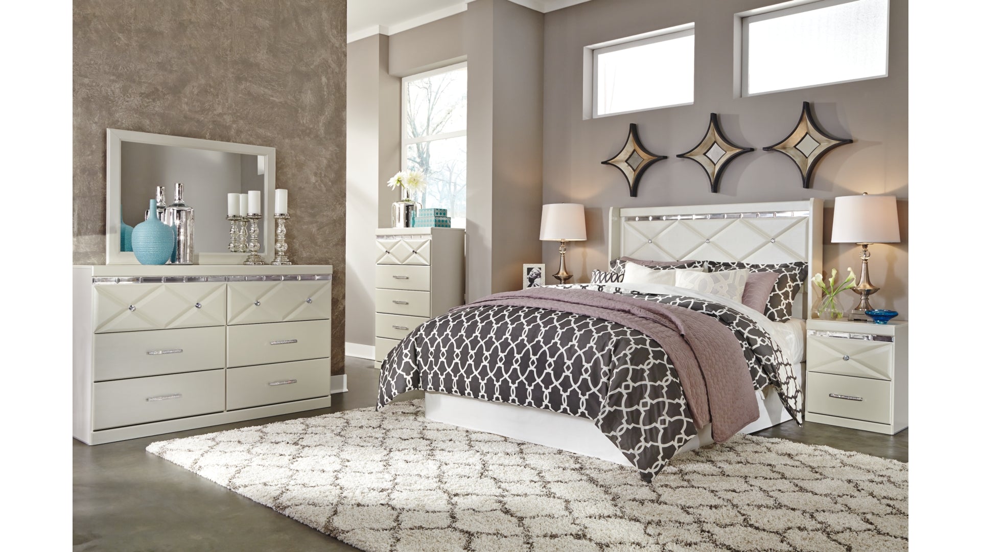 Dreamur Queen Panel Headboard Bed with Dresser