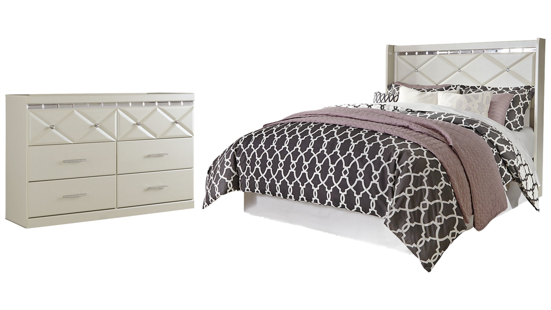 Dreamur Queen Panel Headboard Bed with Dresser