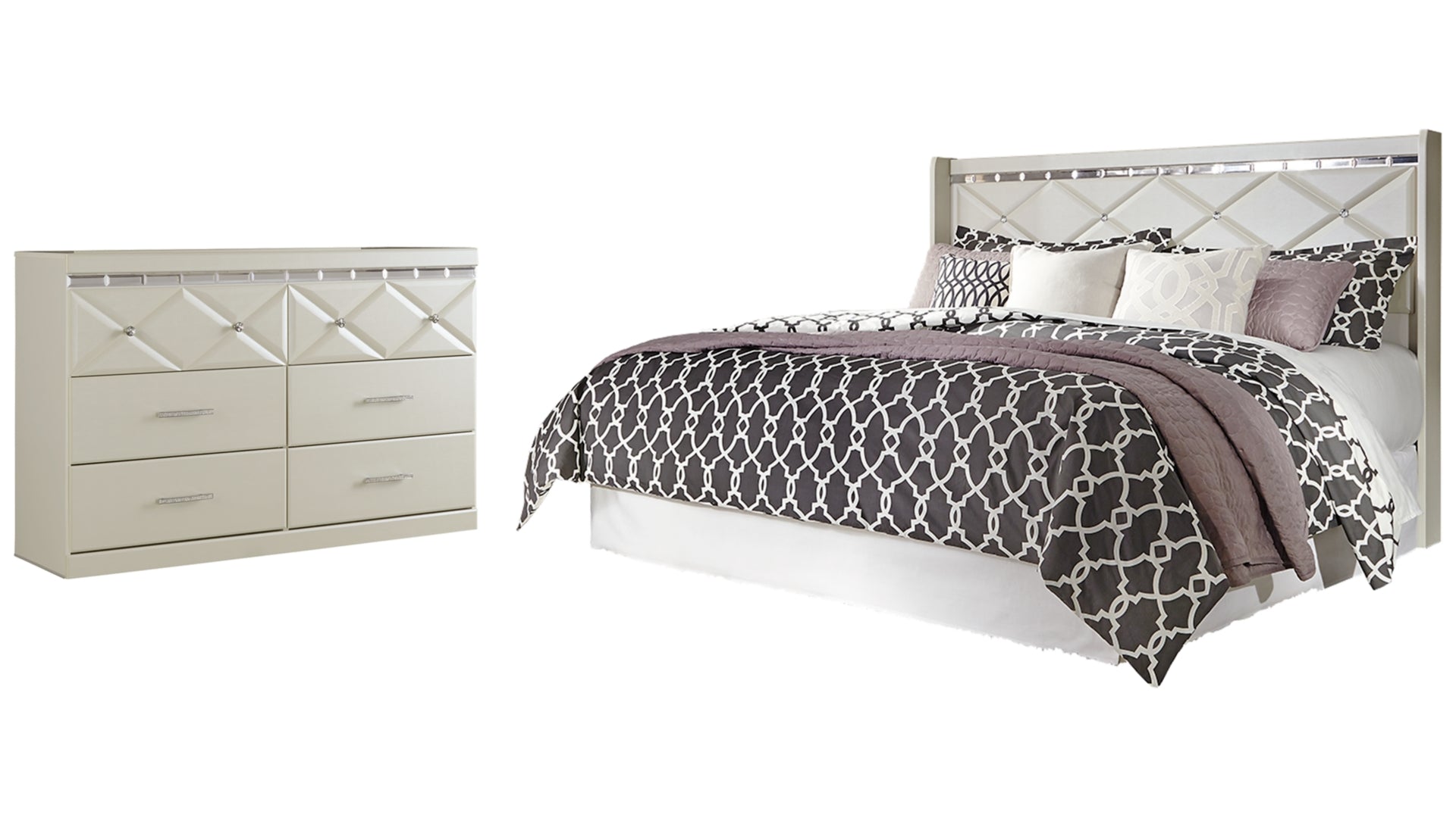 Dreamur King/California King Panel Headboard Bed with Dresser