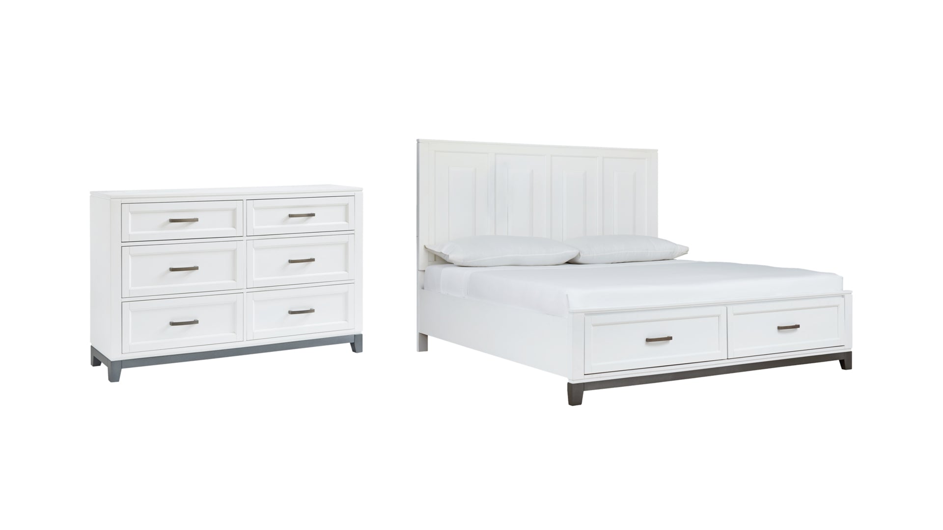 Brynburg Queen Panel Bed with 2 Storage Drawers with Dresser