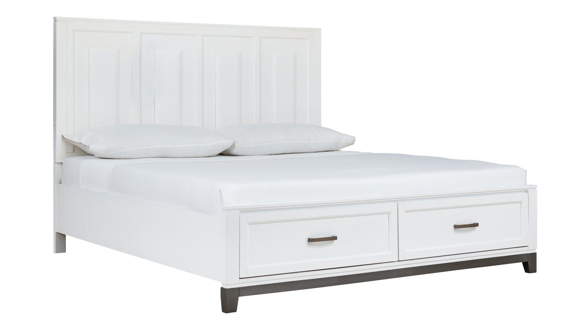 Brynburg California King Panel Bed with 2 Storage Drawers with Mirrored Dresser, Chest and Nightstand