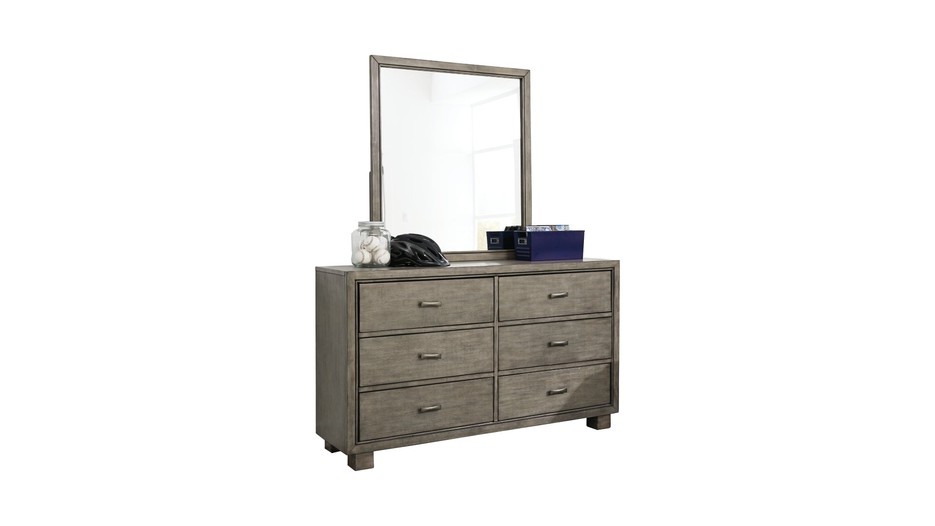 Arnett Queen Bookcase Bed with Mirrored Dresser, Chest and Nightstand