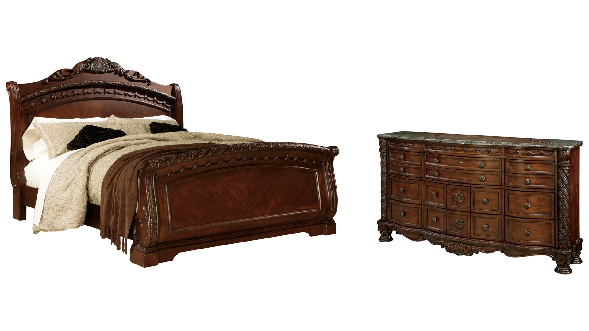 North Shore King Sleigh Bed with Dresser