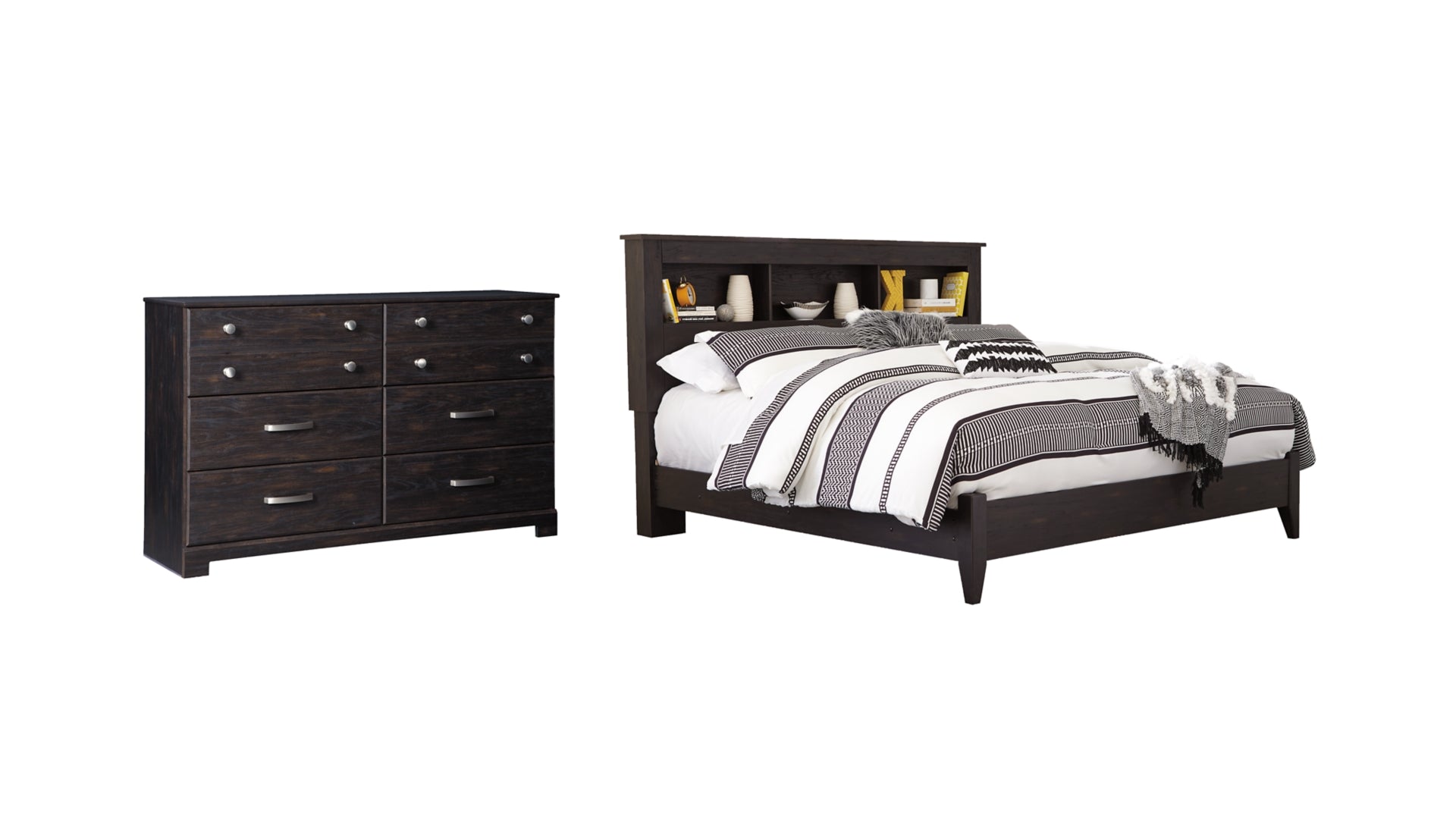 Reylow King Bookcase Bed with Dresser