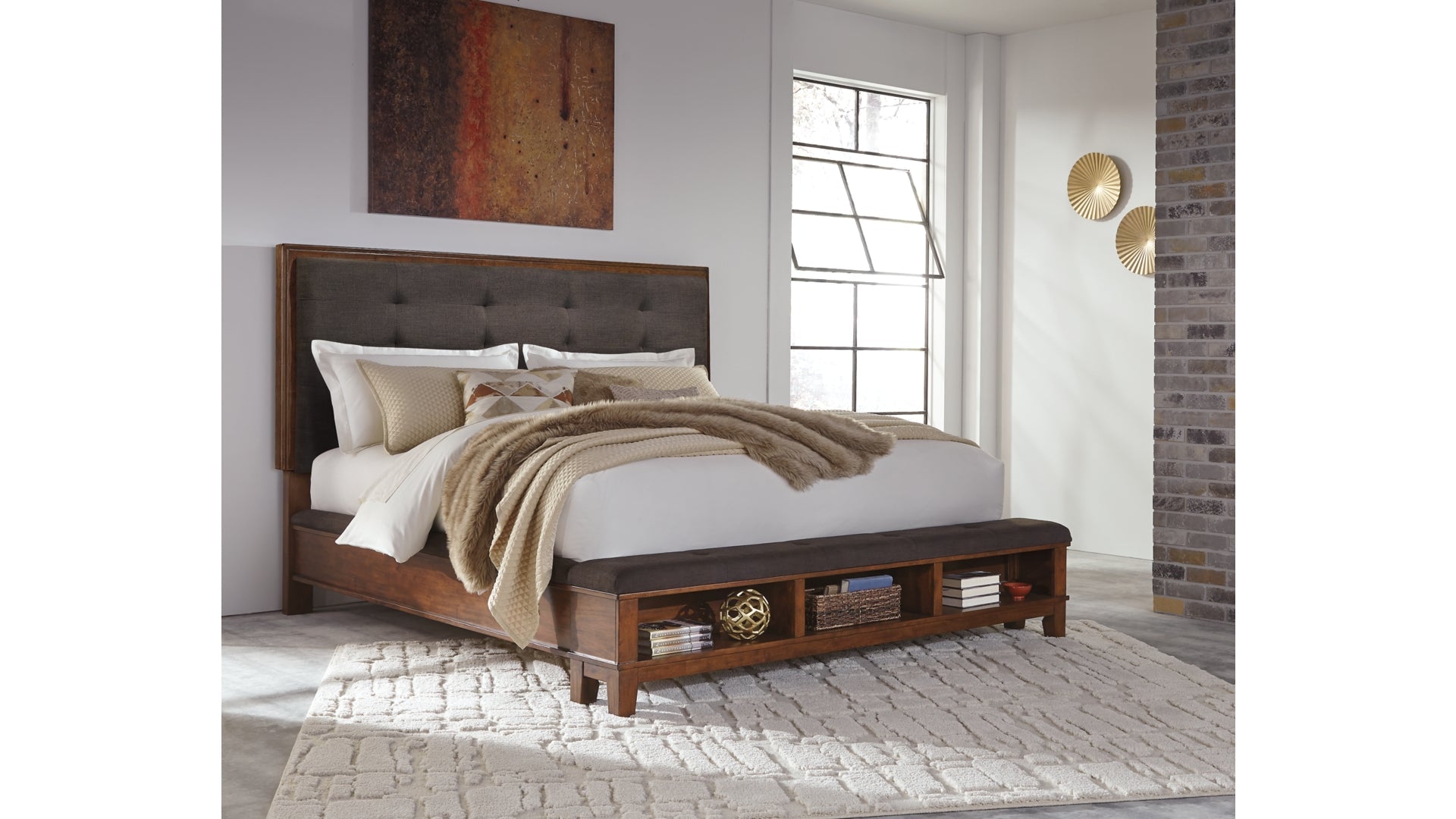 Ralene California King Upholstered Panel Bed with Dresser