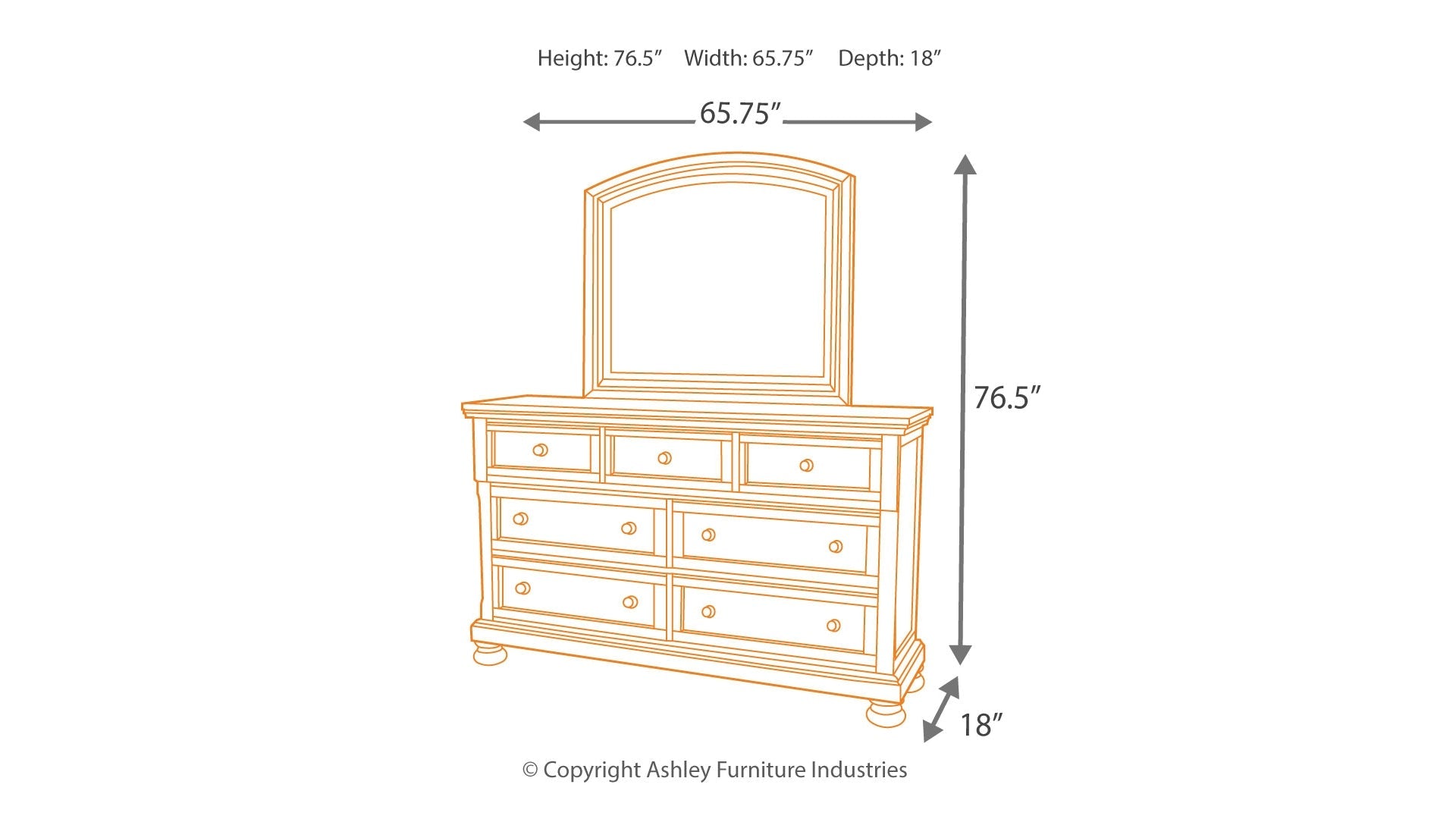 Porter King Panel Bed with Mirrored Dresser and Chest