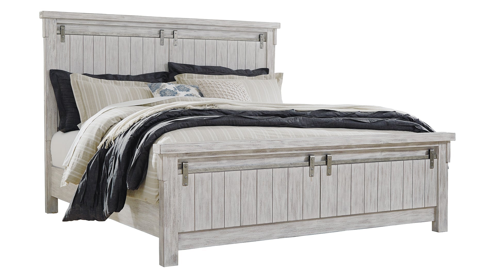 Brashland Queen Panel Bed with Mirrored Dresser, Chest and Nightstand