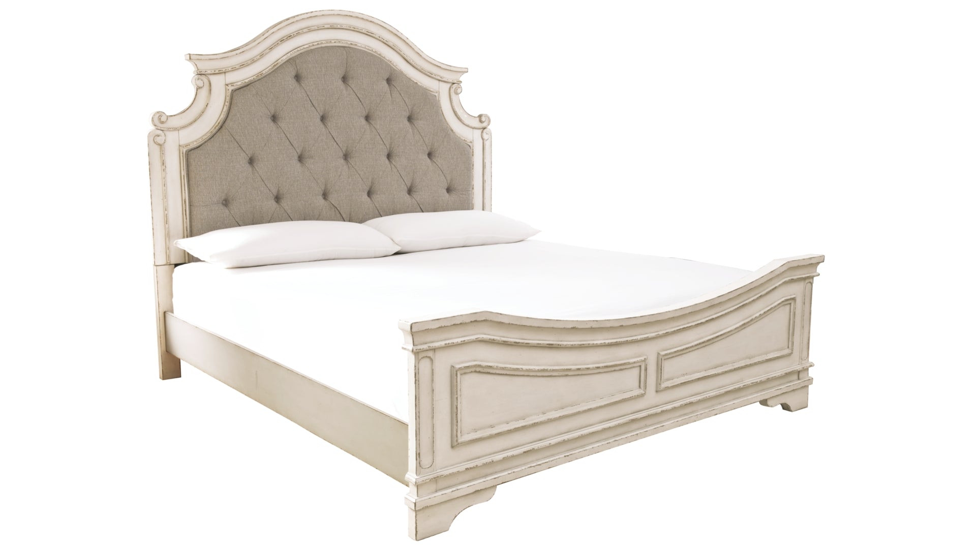 Realyn California King Upholstered Panel Bed with Dresser