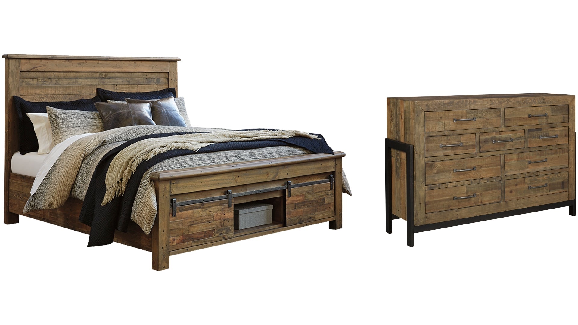 Sommerford King Panel Bed with Storage with Dresser