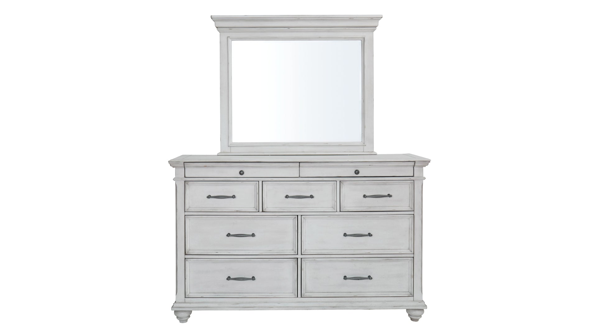 Kanwyn Queen Panel Bed with Storage with Mirrored Dresser and Chest