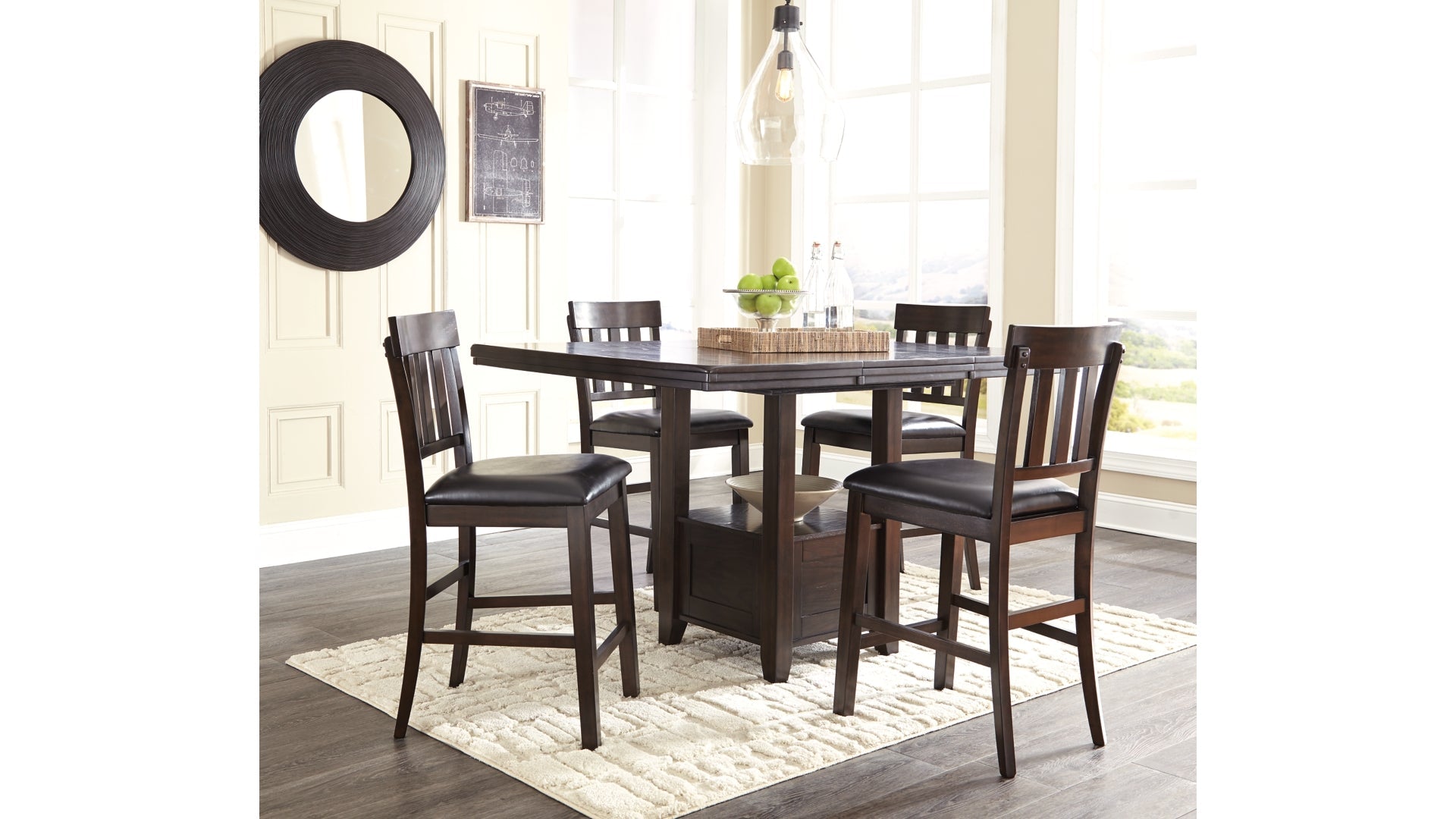 Haddigan Counter Height Dining Table and 4 Barstools