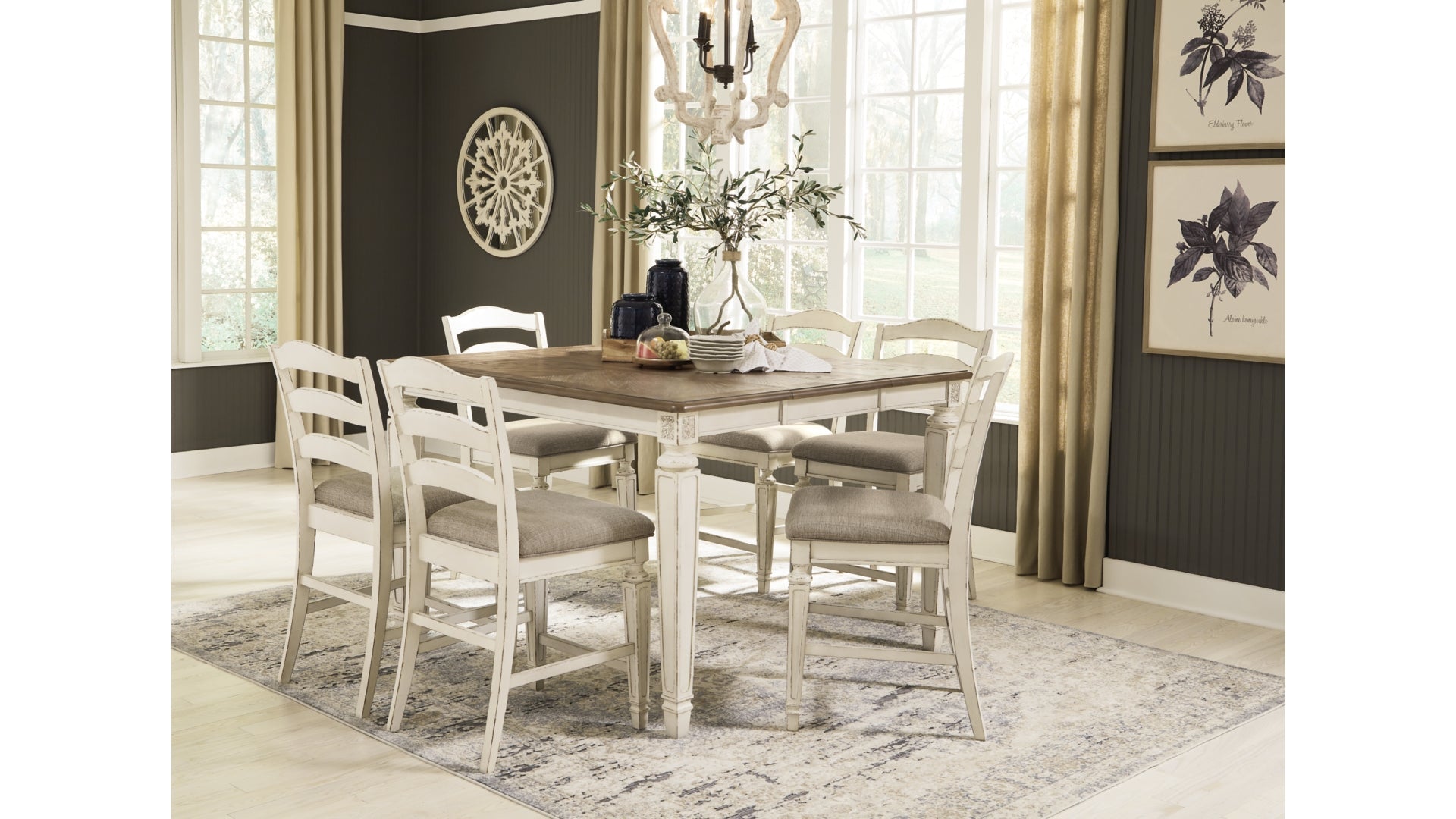 Realyn Counter Height Dining Table and 6 Barstools