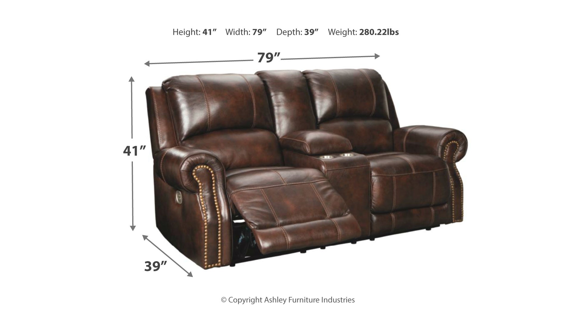 Buncrana Power Reclining Loveseat with Console